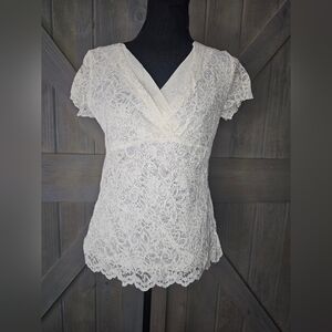 Emma James V-Neck Lace Top Women's Size Medium